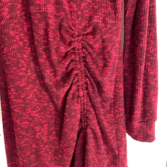Xhilaration Red Ruched Bodycon Sweater Dress with Long Dolman Sleeves EUC - Picture 6 of 12